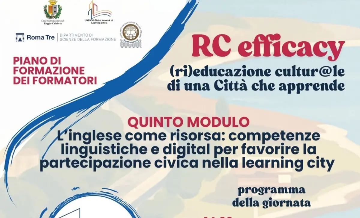 Reggio, al via l’ultimo modulo del percorso #RCEfficacy su competenze linguistiche e digitali