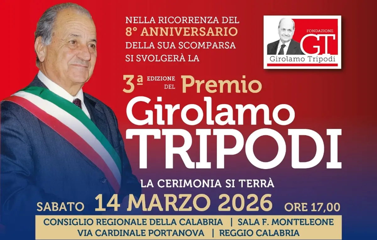Reggio, al Consiglio Regionale la 3^edizione del premio Girolamo Tripodi\n