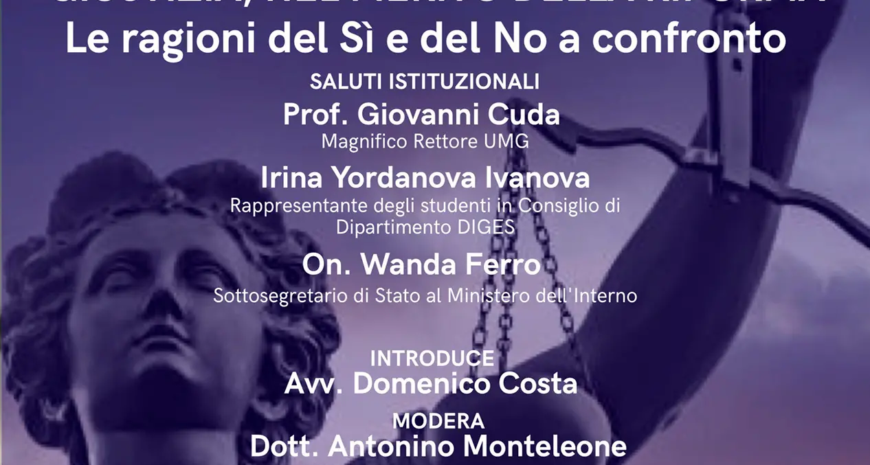 Referendum giustizia:\u00A0il 19 marzo confronto all’Università di Catanzaro\u00A0\n