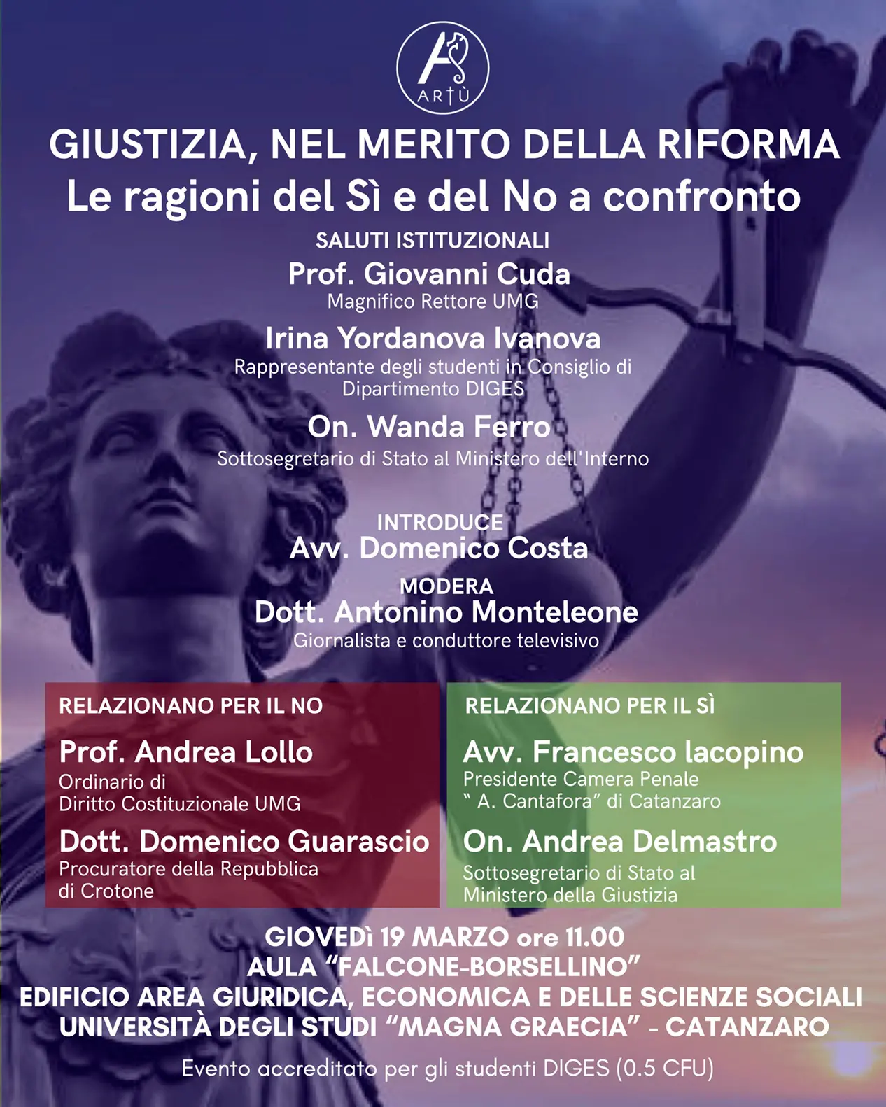 Referendum giustizia:\u00A0il 19 marzo confronto all’Università di Catanzaro\u00A0\n