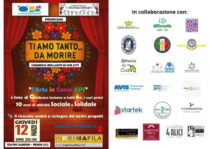 L’Arte in Corso APS compie 10 anni: solidarietà e risate al Teatro Garden con il \"Biglietto Sospeso\"\n