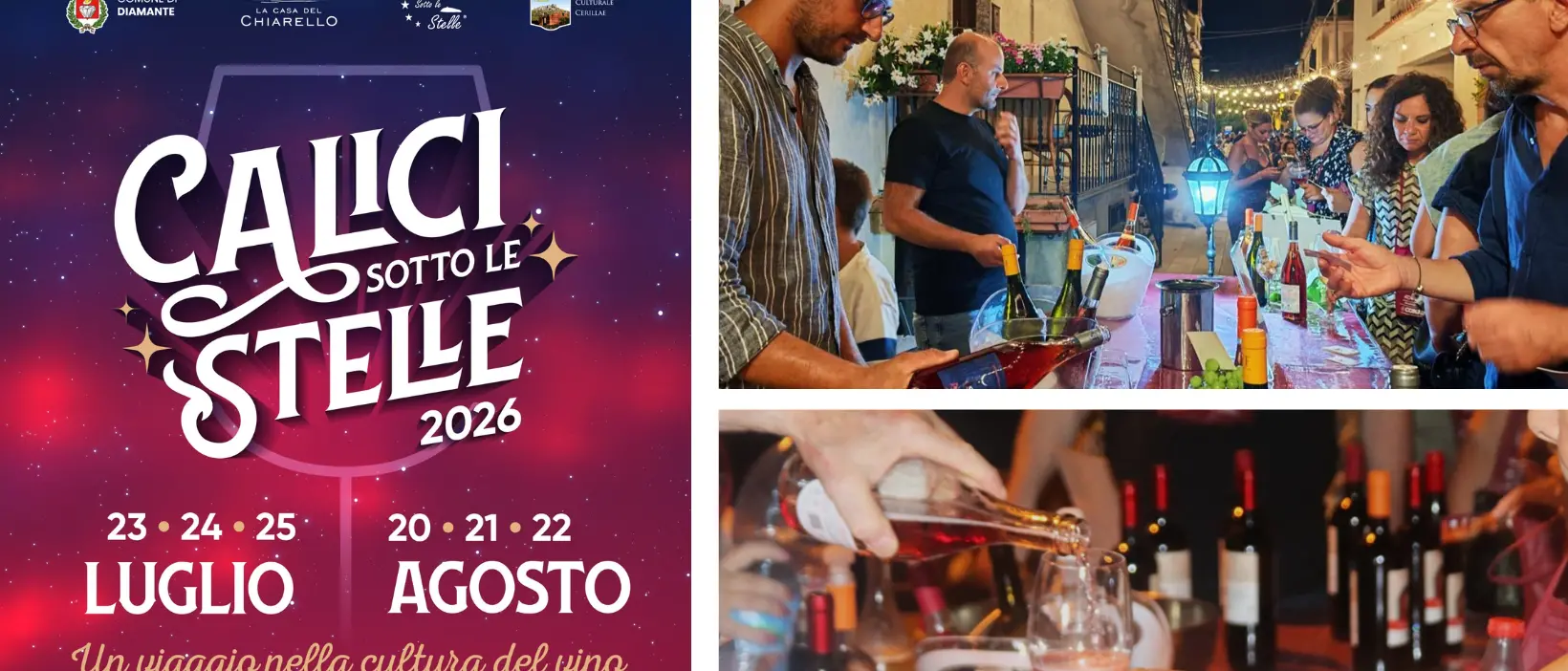 Calici sotto le stelle 2026: a Cirella sei serate tra vino, musica e cultura tra luglio e agosto