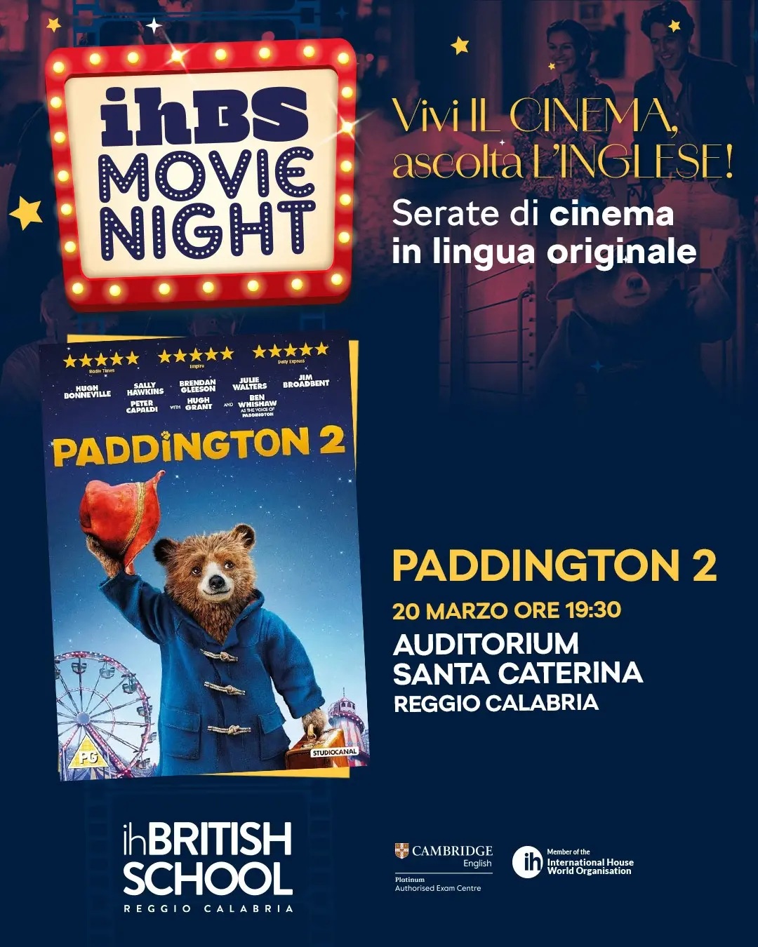 Il grande cinema in lingua originale chiude la stagione: British School presenta l’ultima \"ihBS Movie Night\" dell’anno\n