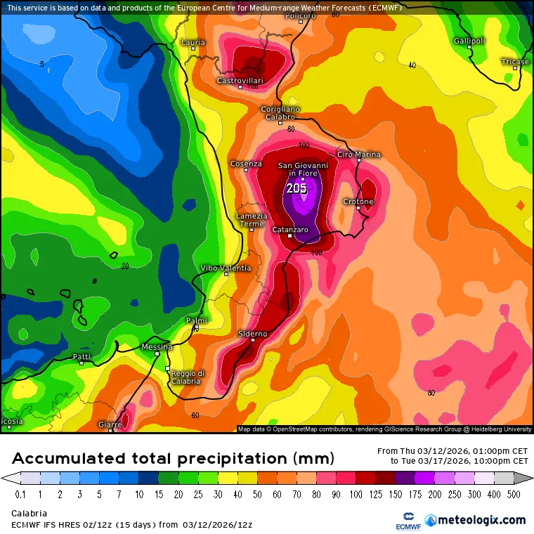 Torna il maltempo in Calabria: in arrivo piogge, temporali e vento di scirocco\n