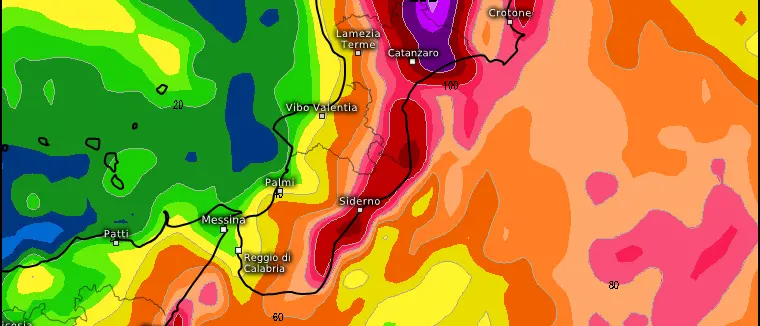 Torna il maltempo in Calabria: in arrivo piogge, temporali e vento di scirocco\n