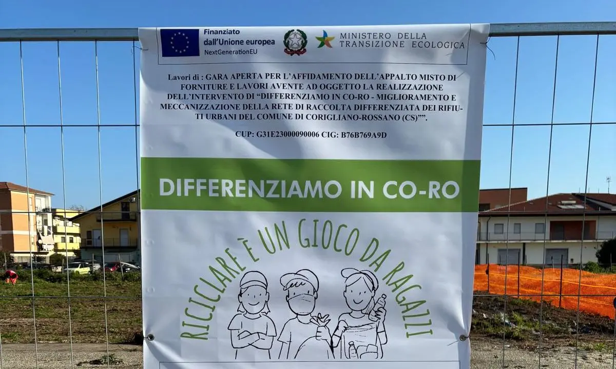 Corigliano-Rossano, progetto PNRR da 526mila euro: due centri di raccolta e contenitori “intelligenti”\n