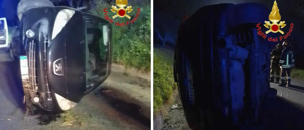 Auto ribaltata sulla provinciale 84 a Zungri, intervento dei Vigili del Fuoco\n