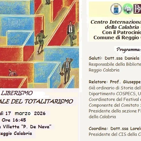 Reggio, il Cis della Calabria organizza\u00A0la conferenza “Liberismo, forma attuale del totalitarismo”\n