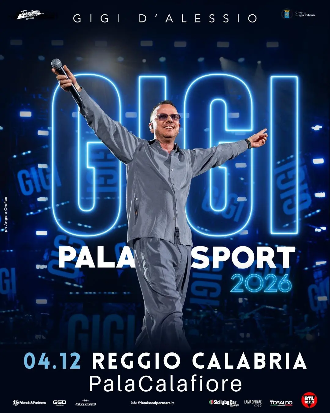 Gigi D’Alessio in Calabria, il 4 dicembre concerto al PalaCalafiore di Reggio\n