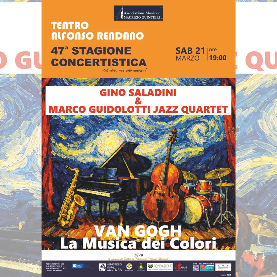 Van Gogh –\u00A0La musica dei colori: al Rendano di Cosenza un viaggio tra jazz, voce e immagini\n