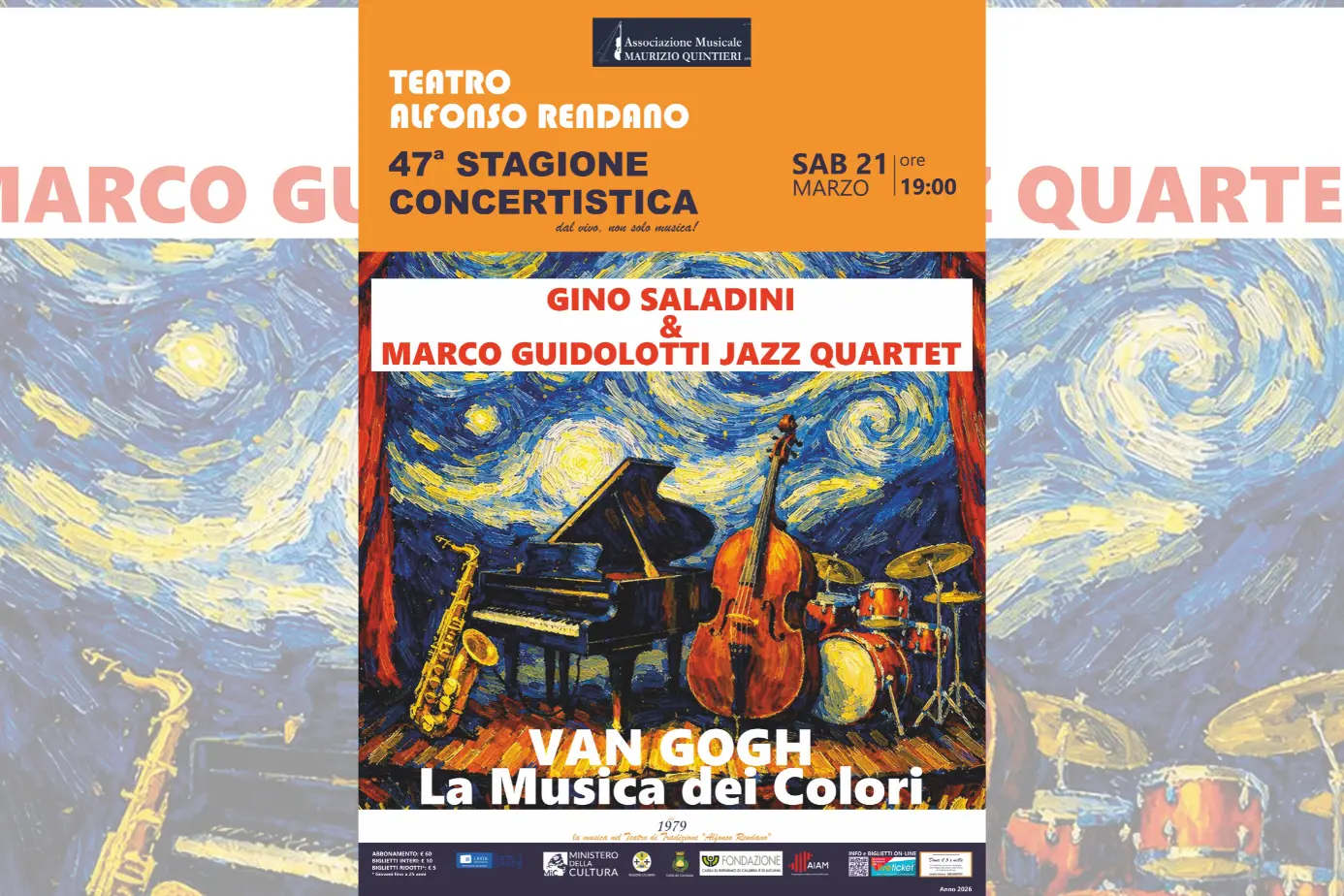 Van Gogh –\u00A0La musica dei colori: al Rendano di Cosenza un viaggio tra jazz, voce e immagini\n