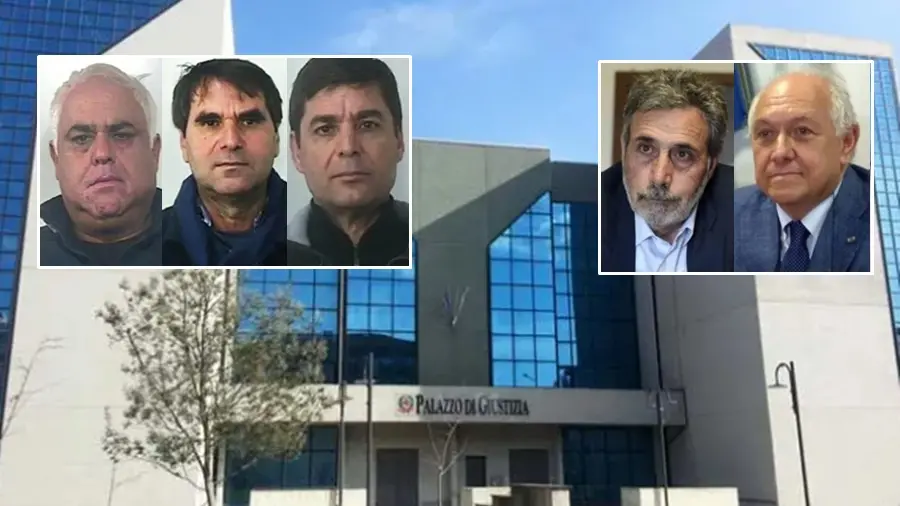 <p>Il nuovo Tribunale e in foto da sinistra: Giuseppe Accorinti, Luigi Mancuso, Pantaleone Mancuso, Cesare Pasquale e Francescantonio Stillitani</p>\\n