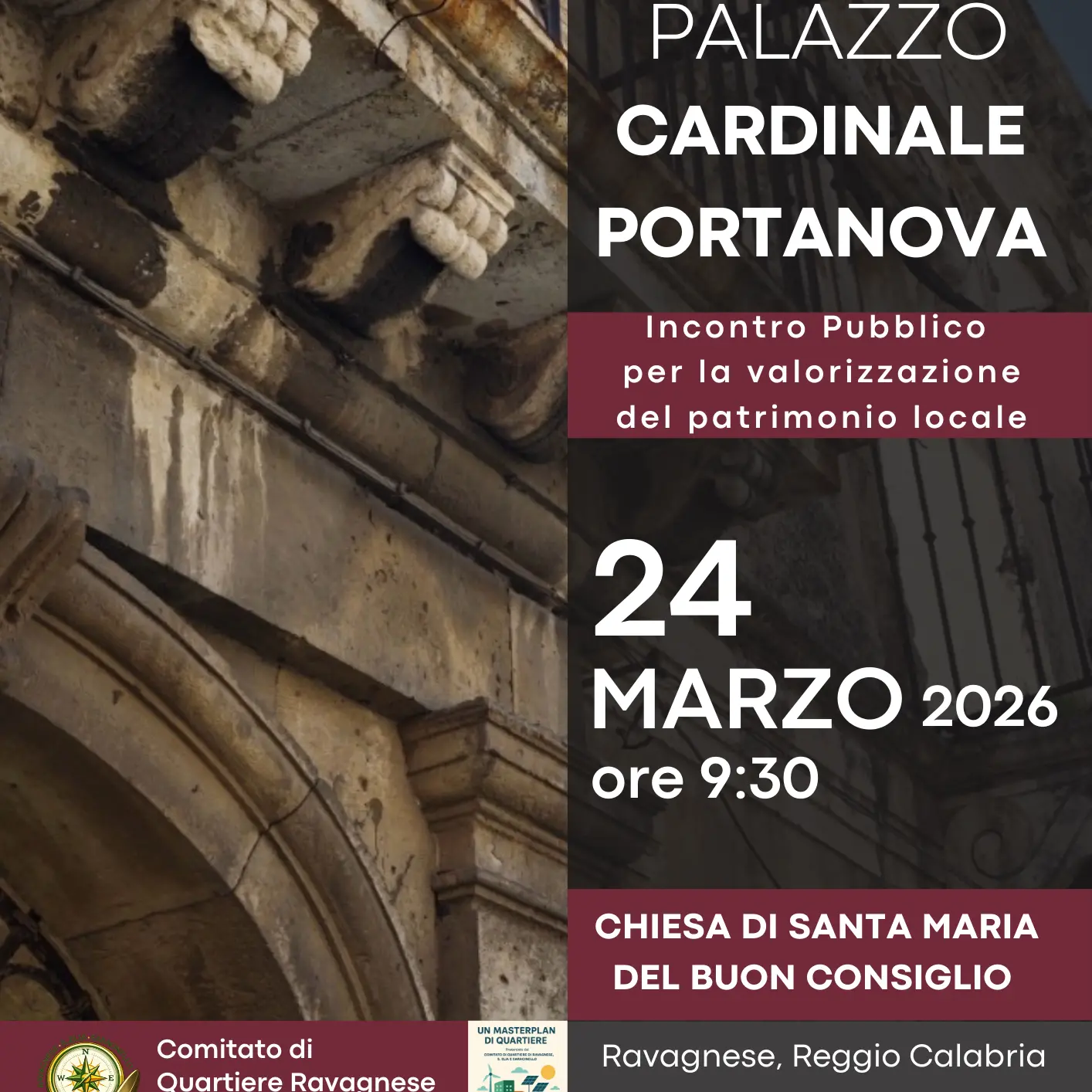 Reggio,\u00A0Comitato di Quartiere Ravagnese: incontro sul futuro del Palazzo del Cardinale Portanova\n
