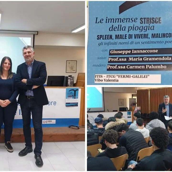 Il “male di vivere” spiegato agli studenti: lezione di Iannaccone all’Itg-Iti-Ite\u00A0di Vibo\u00A0tra poesia e realtà\n