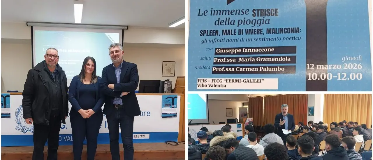 Il “male di vivere” spiegato agli studenti: lezione di Iannaccone all’Itg-Iti-Ite\u00A0di Vibo\u00A0tra poesia e realtà\n