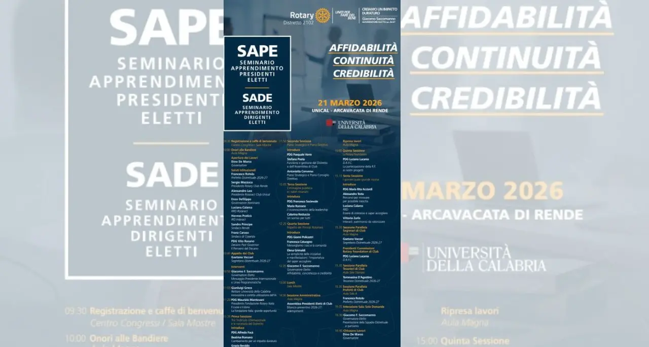 Cosenza, incontro con i dirigenti dei Club Rotary presso l’Unical\n