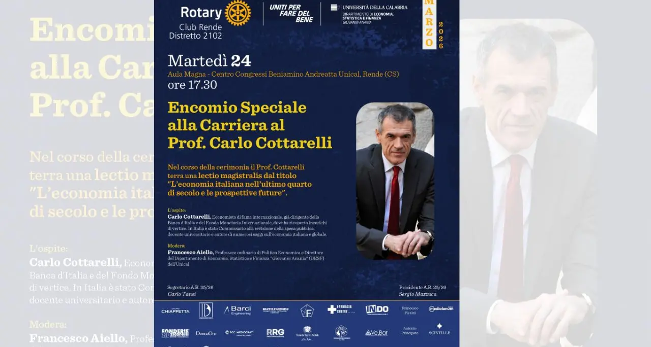 Unical, encomio speciale alla carriera al Prof. Carlo Cottarelli