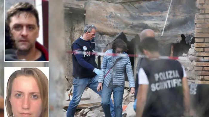 Alessandro Mercogliano e Sara Ardizzone in una combo con il luogo del crollo in cui hanno perso la vita, Roma, 20 marzo 2026. ANSA/ALESSANDRO DI MARCO , ANSA