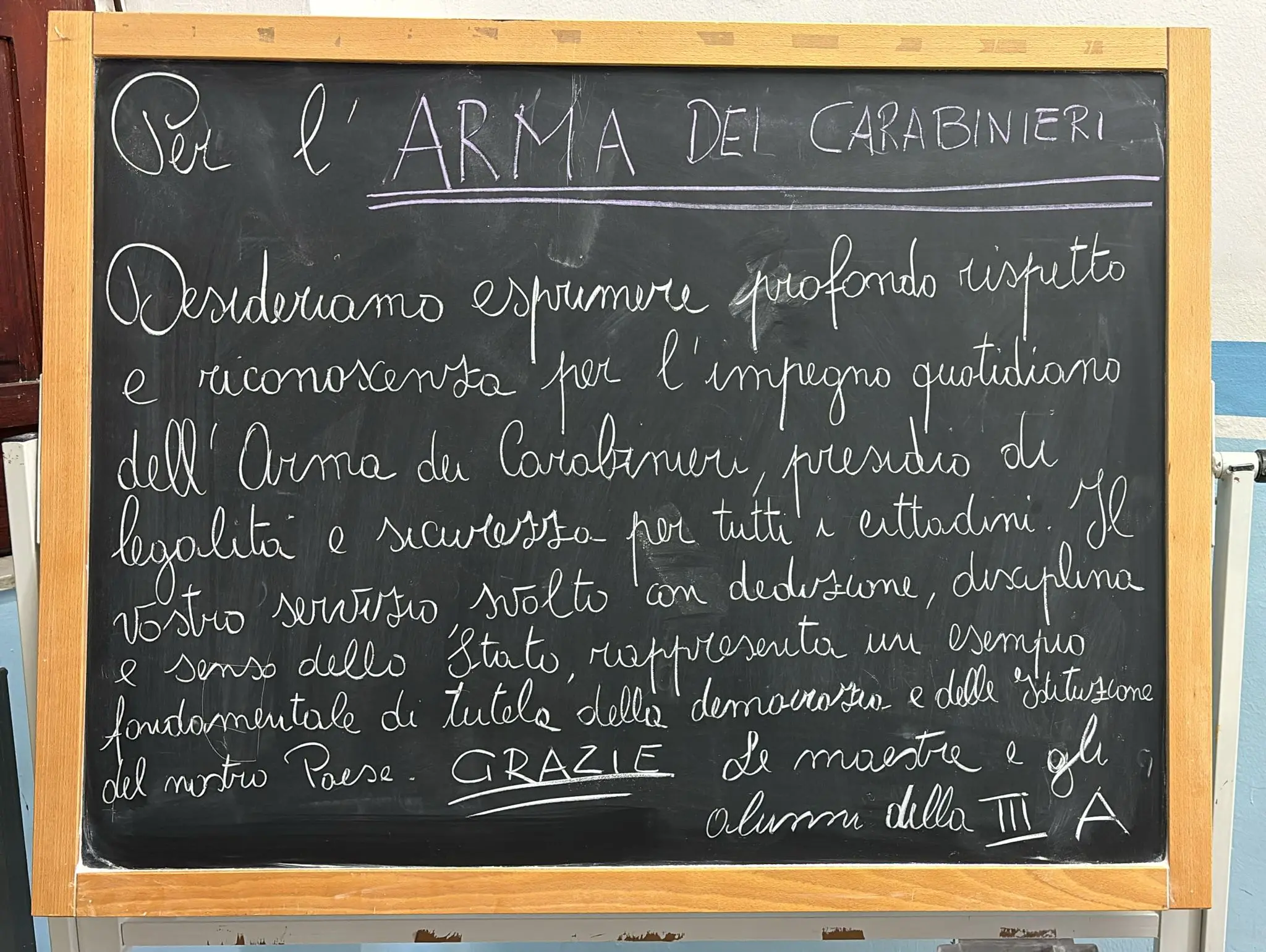 Cinquefrondi, il messaggio degli studenti all’Arma dei Carabinieri\n
