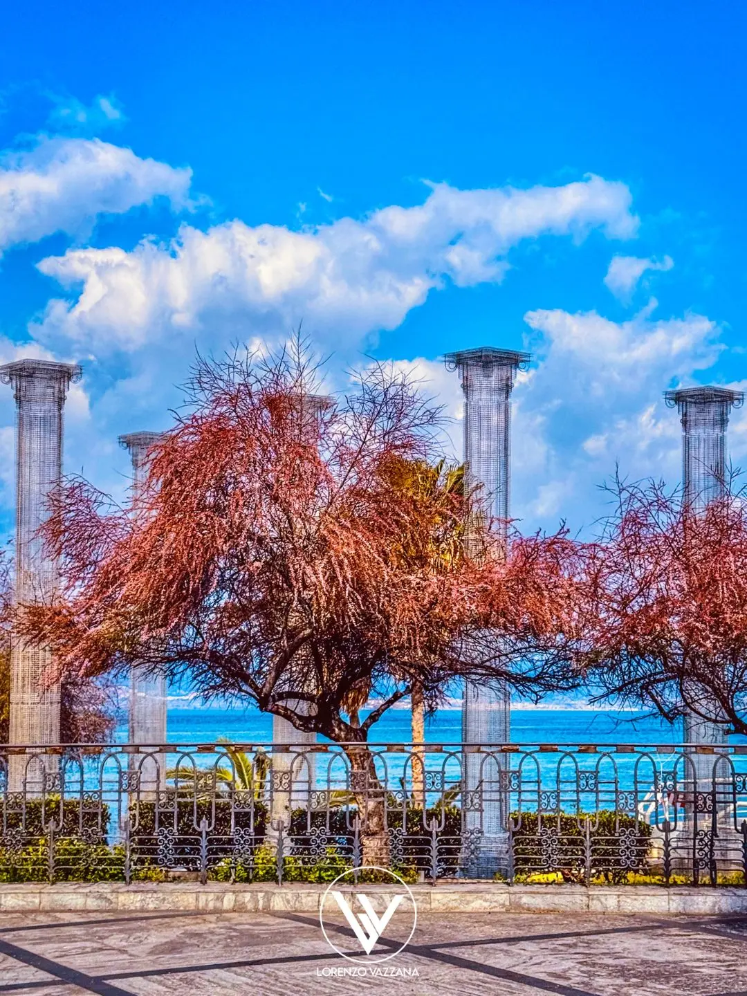 Sotto petali rosa, il mare sussurra\n