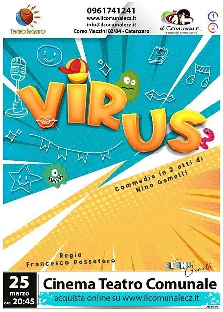 “Virus” di Nino Gemelli in scena mercoledì 25 marzo al Teatro Comunale di Catanzaro: risate e tradizione nel cuore della città\n