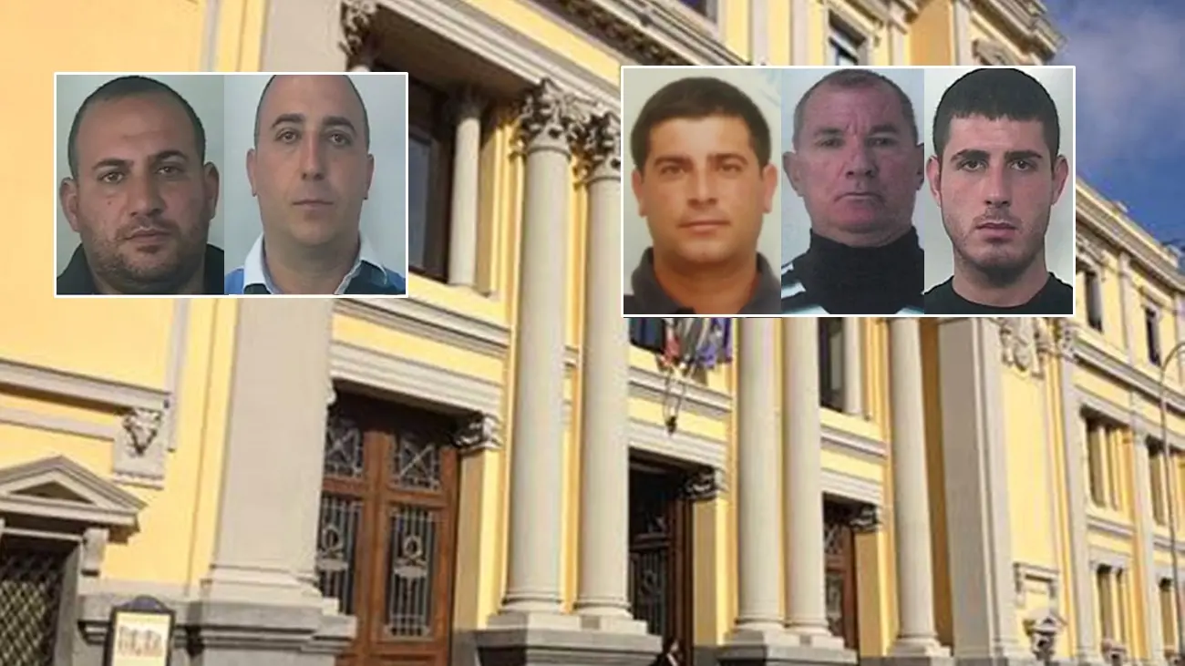 <p>La Corte d'Appello di Catanzaro e nei riquadri da sinistra verso destra: Michele Galati, Michele Silvano Mazzeo, Salvatore Ascone, Armando Galati e Francesco Barbieri</p>\\n