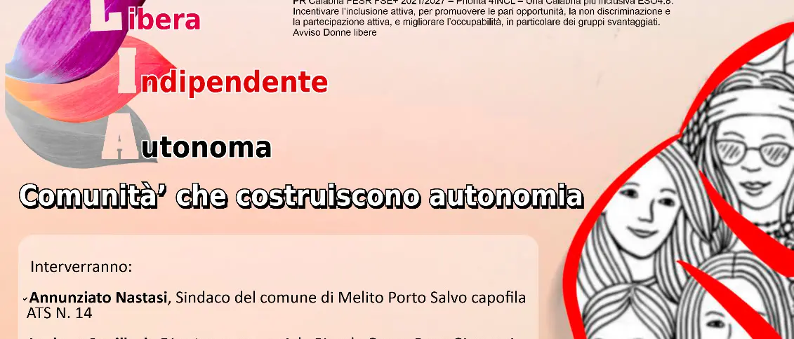 Autonomia economica e uscita dalla violenza: la Piccola Opera Papa Giovanni presenta a Melito Porto Salvo il progetto LIA\n