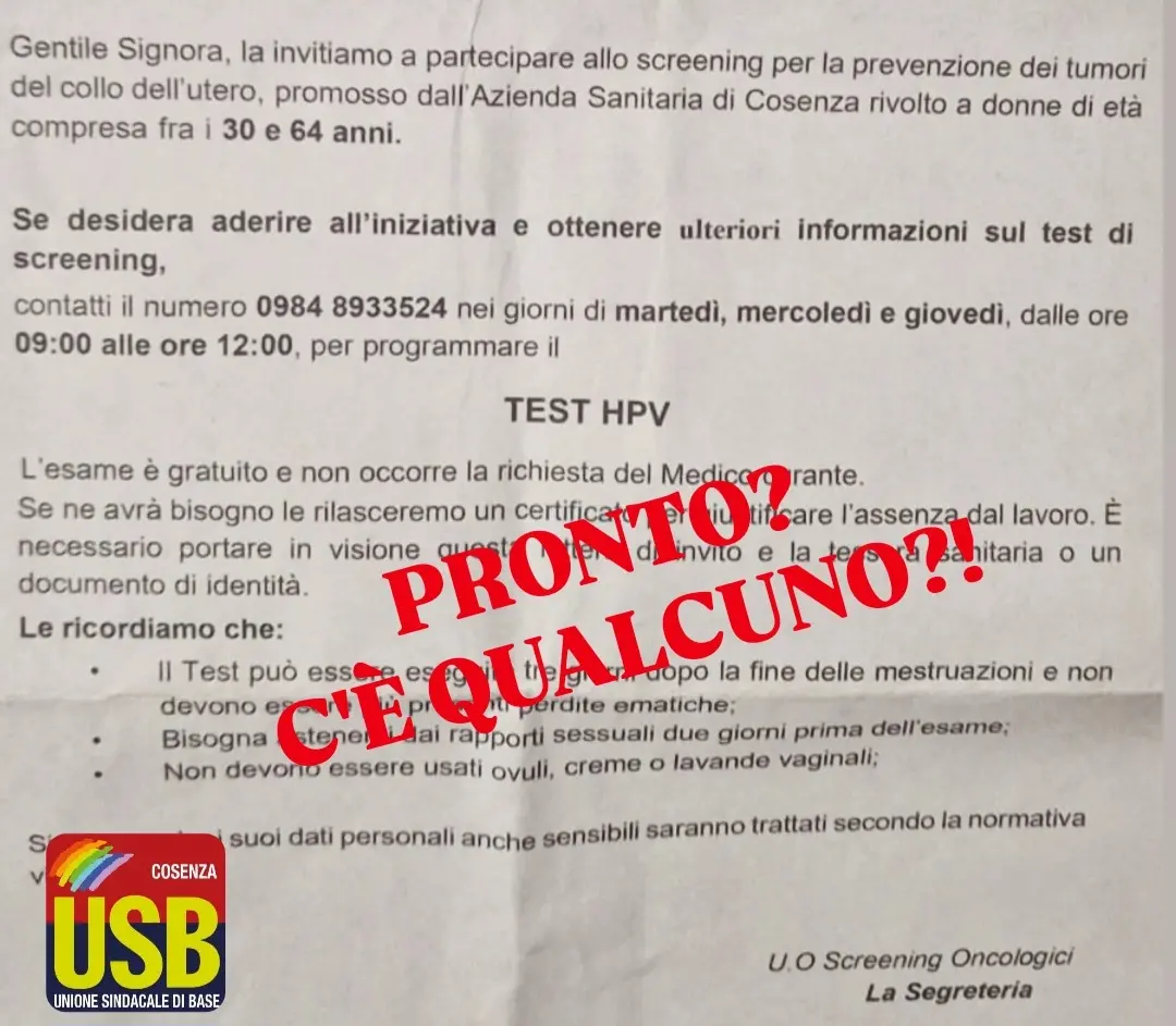 Tumori, screening senza personale: il caso Asp di Cosenza\n