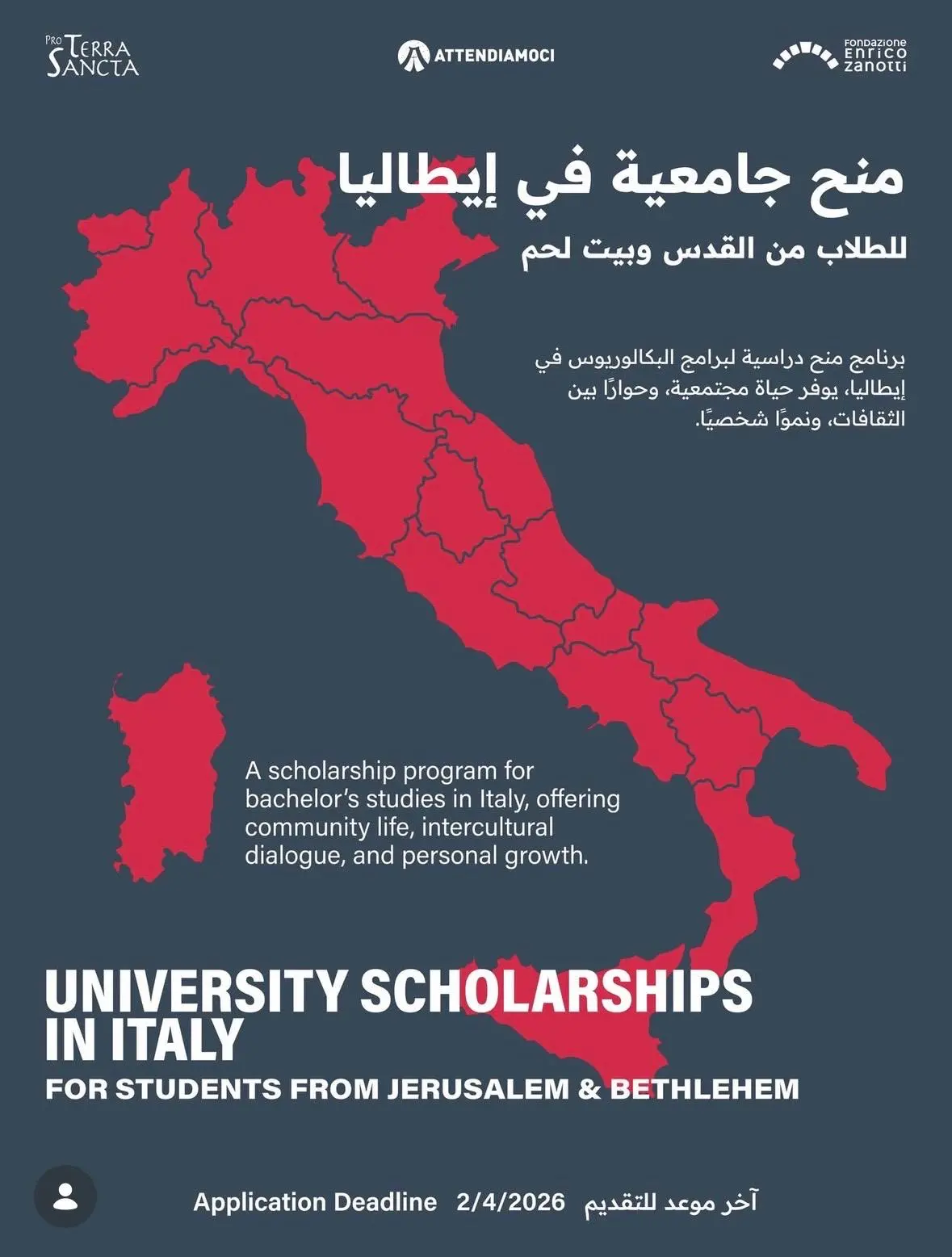 Borse di studio universitarie anche a Reggio Calabria per giovani di Gerusalemme e Betlemme\n