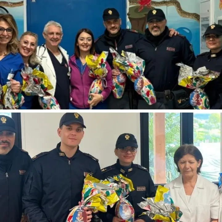 Vibo, gli agenti della Questura portano gli auguri pasquali ai bambini dello Jazzolino e agli ospiti della struttura di Paravati\n