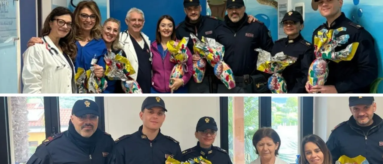Vibo, gli agenti della Questura portano gli auguri pasquali ai bambini dello Jazzolino e agli ospiti della struttura di Paravati\n