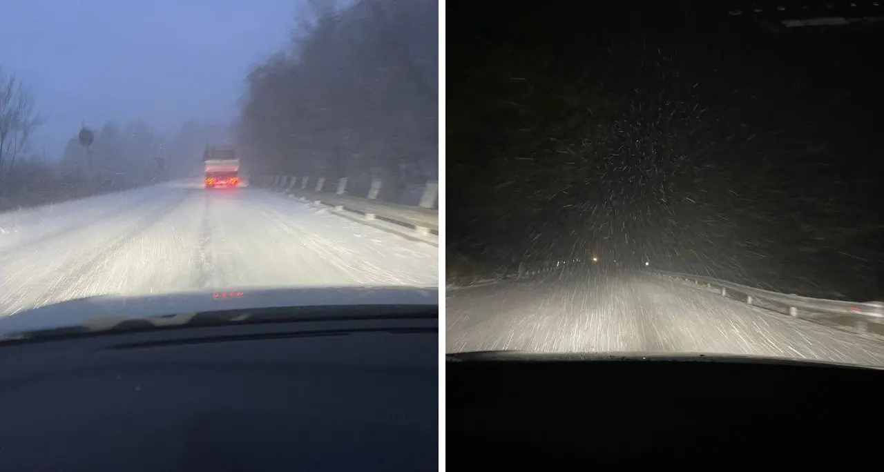 Bufera di neve in primavera, la Sila imbiancata: disagi per la viabilità tra Spezzano e San Giovanni in Fiore\n
