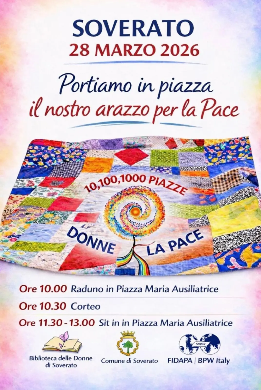 Donne per la Pace, Soverato scende in\u00A0piazza:\u00A0«Porteremo per le vie della città il\u00A0nostro Arazzo»\u00A0\n