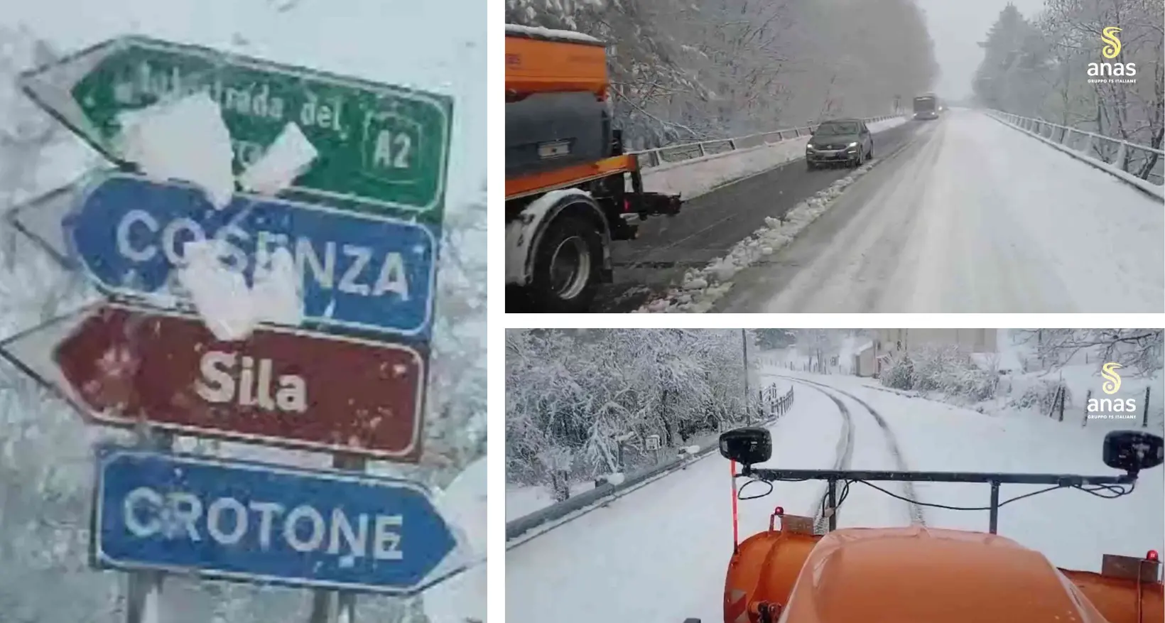 Neve sull’A2 e sulle Statali in Calabria, in corso gli interventi dell’Anas per mettere in sicurezza la rete viaria\n