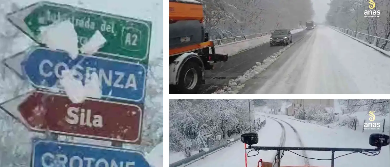 Neve sull’A2 e sulle Statali in Calabria, in corso gli interventi dell’Anas per mettere in sicurezza la rete viaria\n