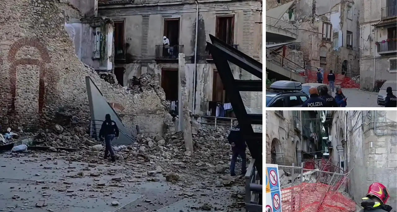 Paura nel centro storico di Cosenza: crolla una palazzina alle spalle del Duomo –\u00A0VIDEO\n
