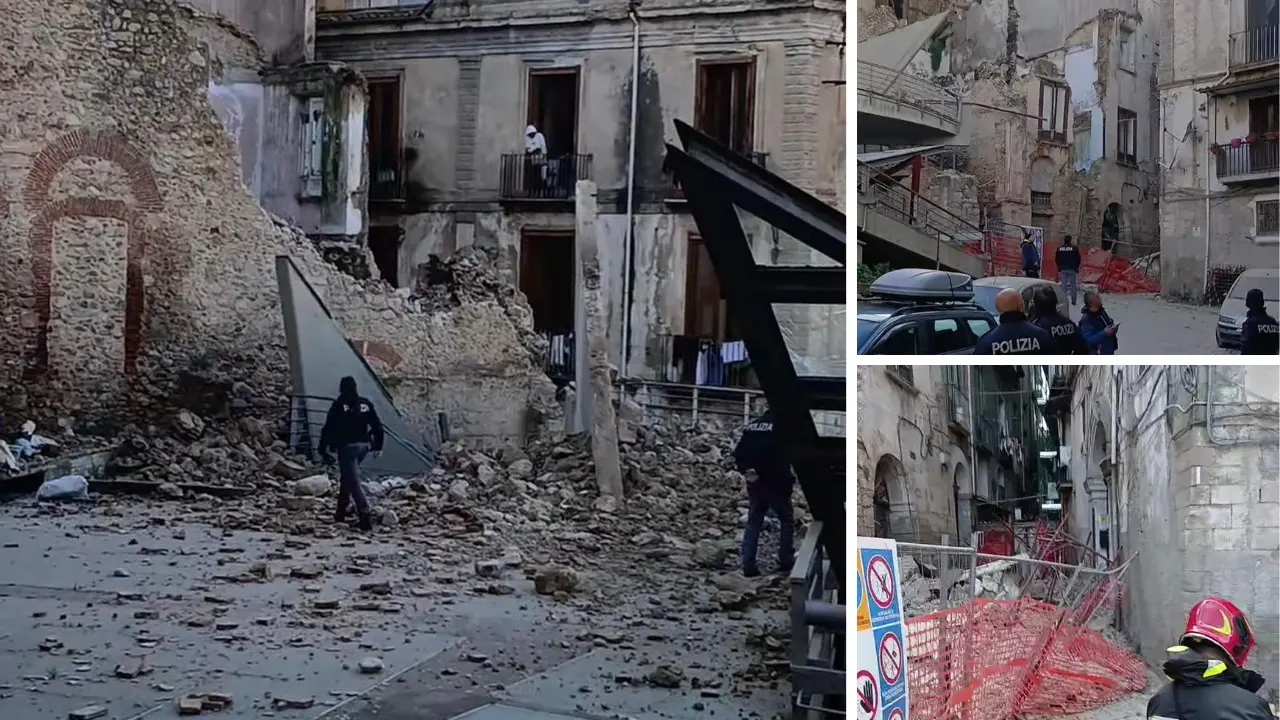 Paura nel centro storico di Cosenza: crolla una palazzina alle spalle del Duomo –\u00A0VIDEO\n