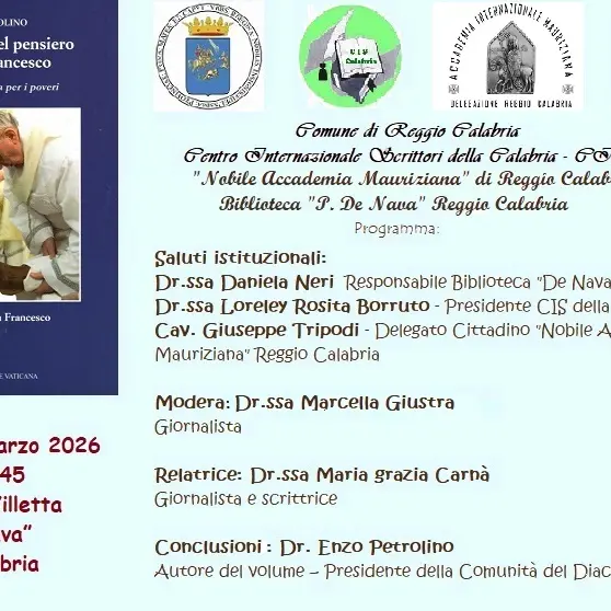 Reggio, domani la presentazione del volume “Il diaconato nel pensiero di Papa Francesco” di Enzo Petrolino\n