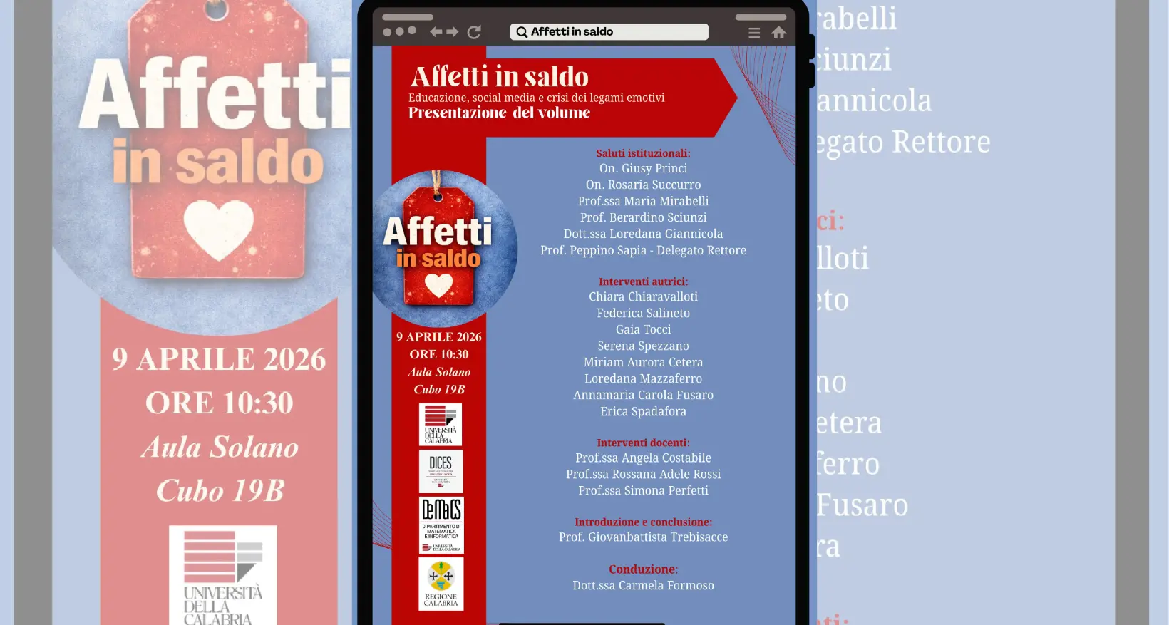 La crisi dei legami emotivi nell’epoca dei social media, all’Unical la presentazione del libro Affetti in saldo\n