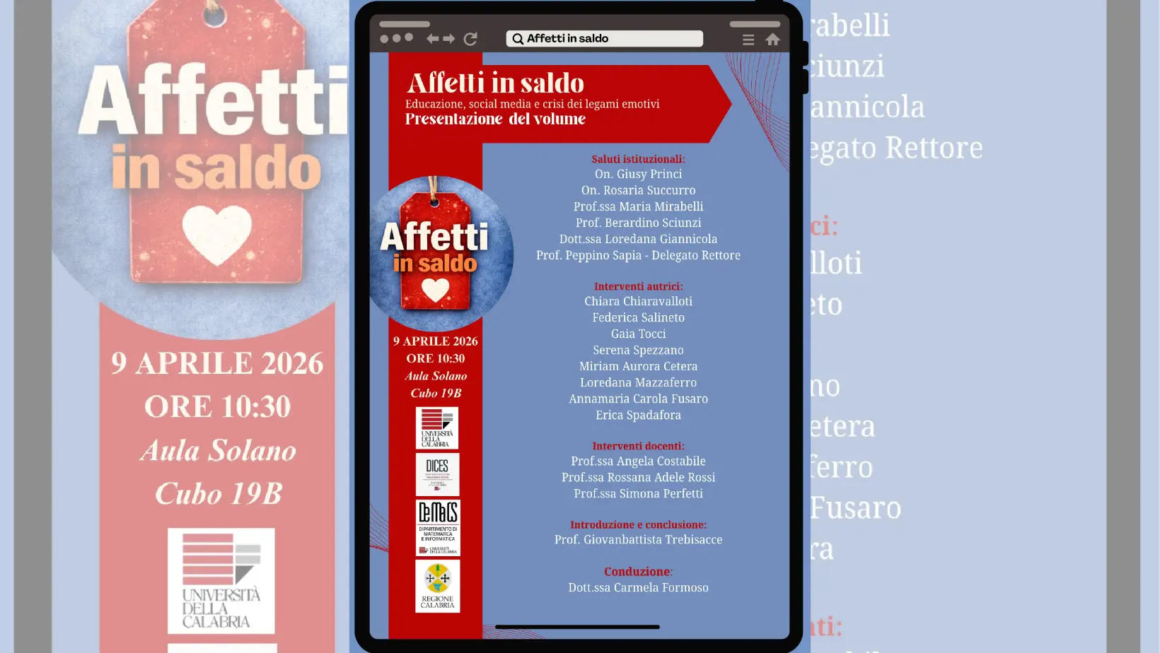 La crisi dei legami emotivi nell’epoca dei social media, all’Unical la presentazione del libro Affetti in saldo\n