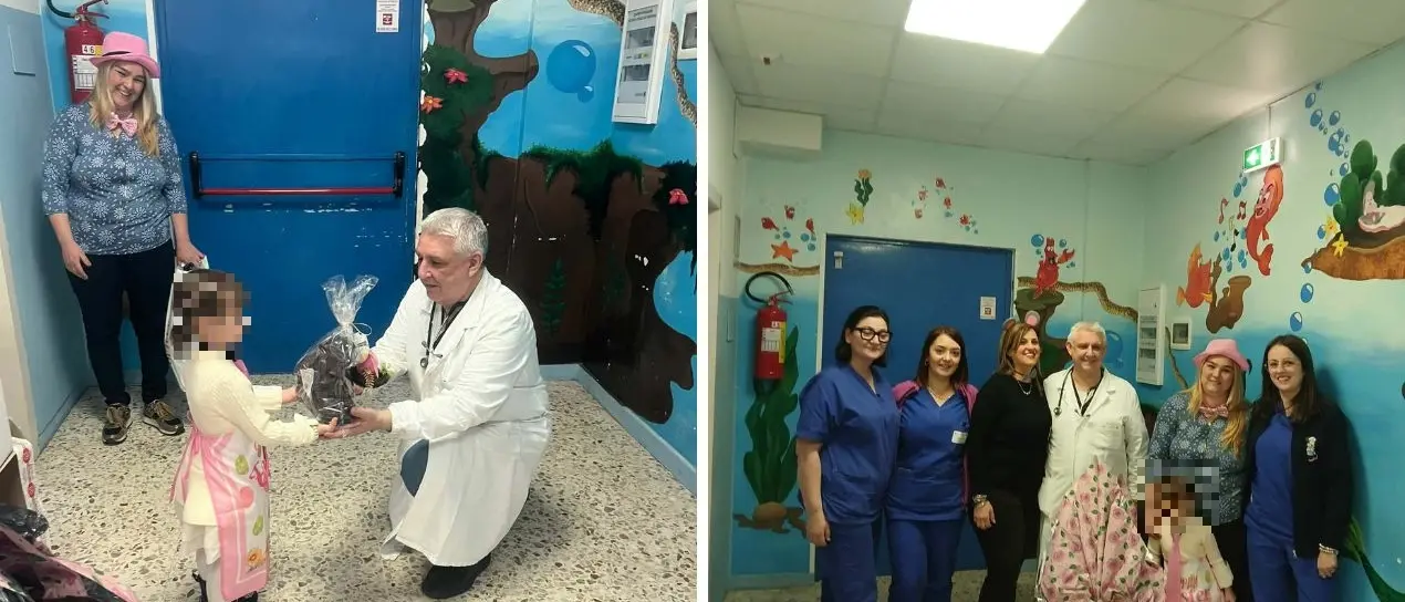 Uova di Pasqua e peluche per i piccoli degenti dell’ospedale di Vibo: il dono speciale degli Amici di Denise\n
