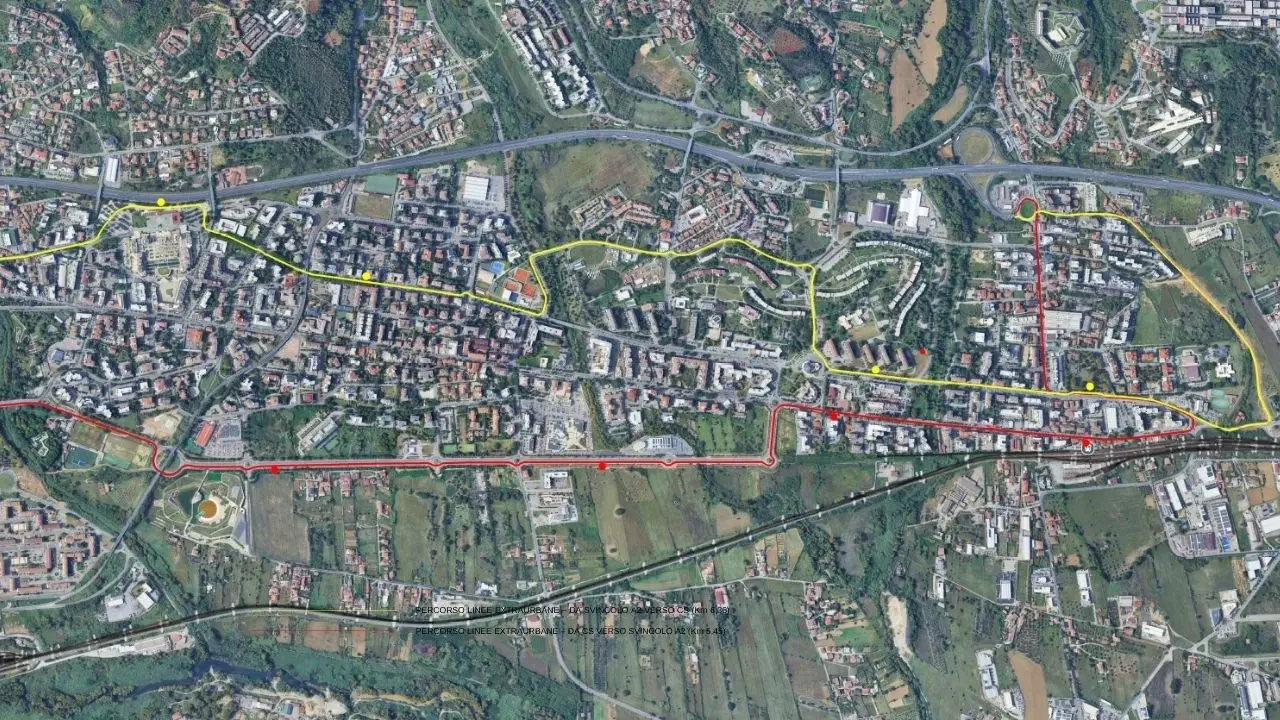 Rende, Parco Giorcelli nuovo hub di fermata per i bus extraurbani | IL PERCORSO\n