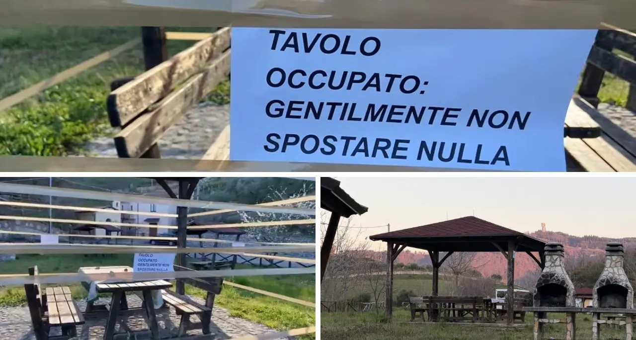 Corsa al picnic di Pasquetta ad Acri, posti riservati con il nastro ma\u00A0il Comune interviene e\u00A0libera il tavolo\n