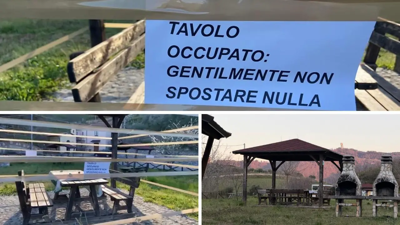 Corsa al picnic di Pasquetta ad Acri, posti riservati con il nastro ma\u00A0il Comune interviene e\u00A0libera il tavolo\n