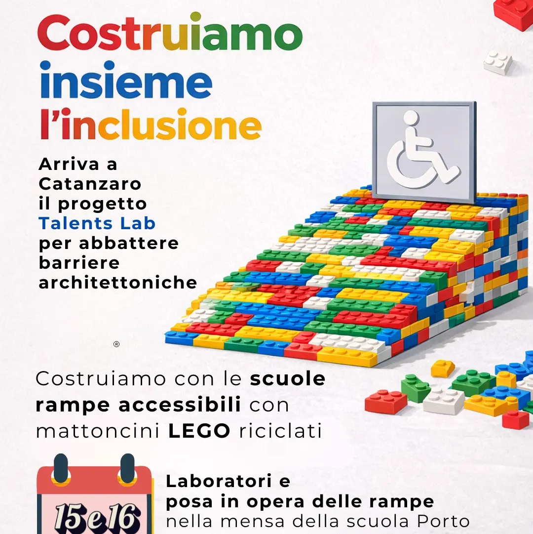 Catanzaro, rampe con mattoncini lego riciclati:\u00A0«Una città più accogliente e inclusiva»\n