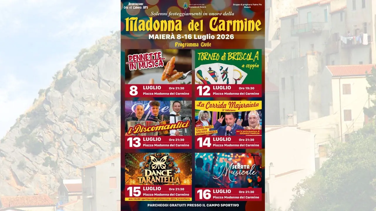 Maierà si prepara ai festeggiamenti per la Madonna del Carmine: appuntamento dall’8 al 16 luglio\n