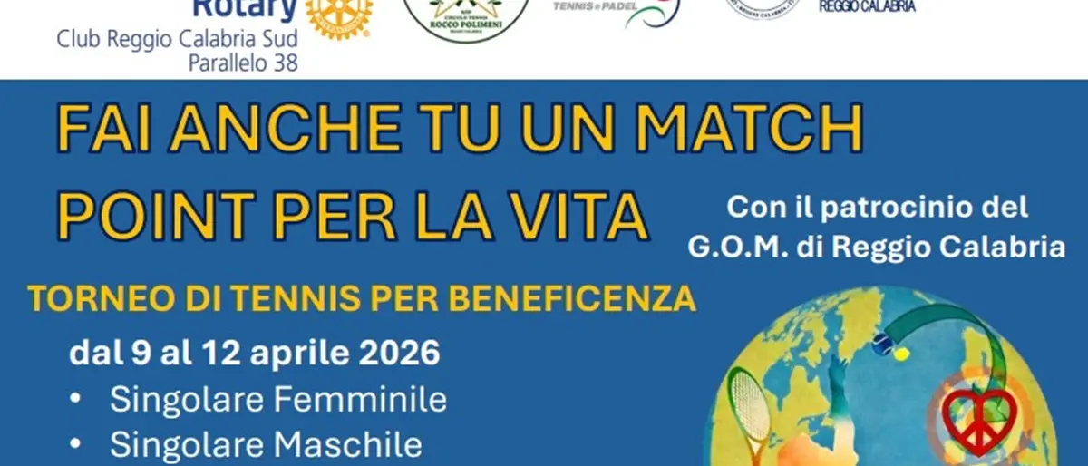 Tennis e solidarietà a Reggio Calabria: al via “Fai anche tu un match point per la vita”\n