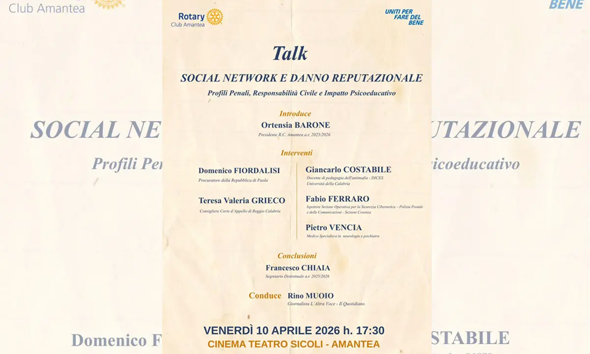 Amantea, il Rotary Club organizza un incontro su social network e danno reputazionale\n