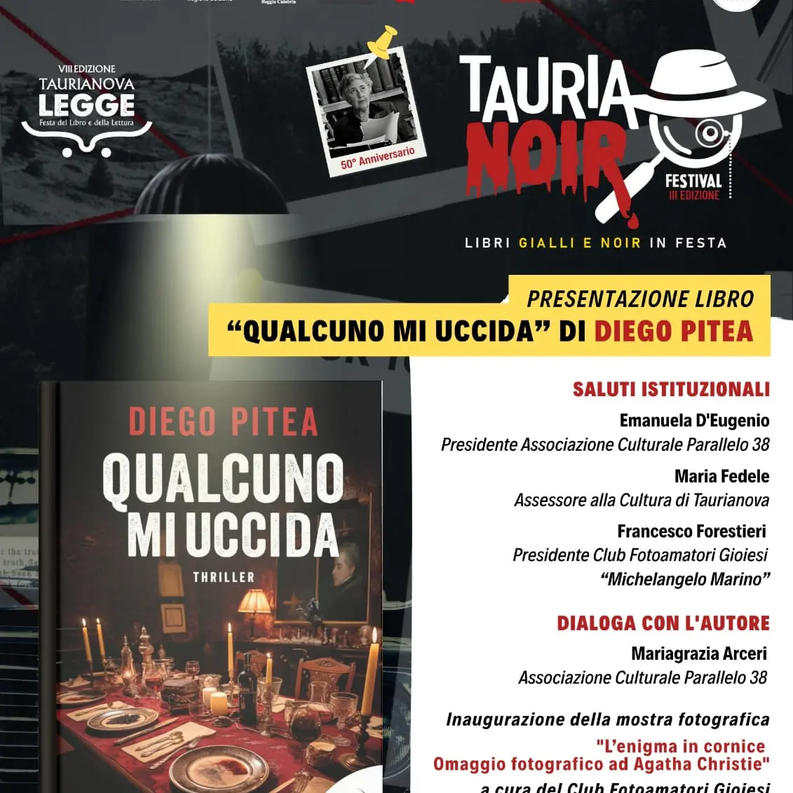 Taurianova, al via la quarta edizione di “Taurianoir” tra letteratura e fotografia dedicata al mistero e all’universo del noir\n