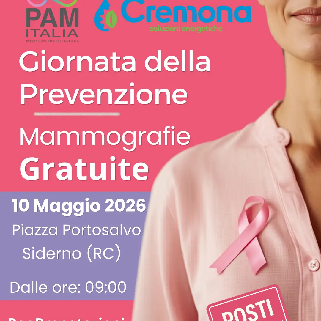 Siderno, il 10 maggio torna la Giornata della Prevenzione: mammografie gratuite grazie all’impegno di Cremona Srl\n